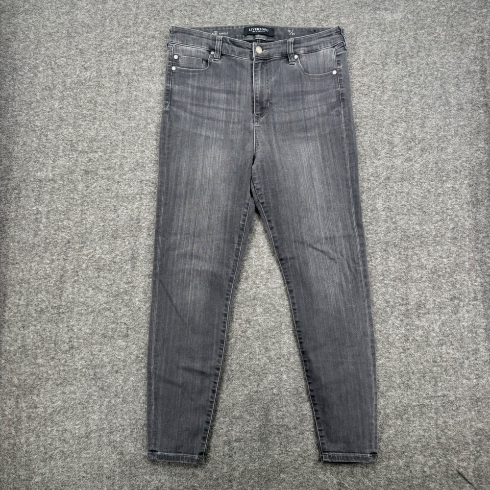 Liverpool Los Angeles High Rise Skinny Jeans Grey Size 12 Crop Casual Denim Chic